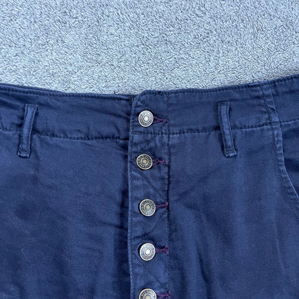 PILCRO Anthropologie Navy Button Fly Wide Leg Pants - Picture 4 of 8